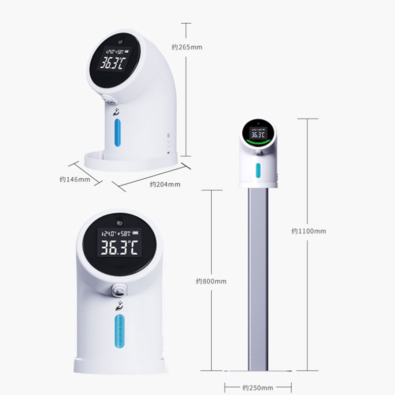 Automatisk dispenser hånddesinfeksjon med IR-termometer for håndledd